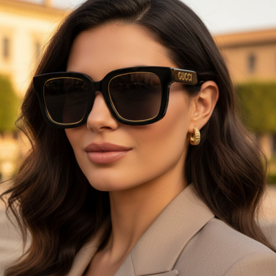 Gucci GG1136SA Women's Sunglasses – Black / Gold / Grey (52mm)